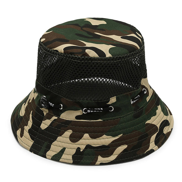 Wholesale camouflage fisherman hat Summer outdoor sunscreen hats breathable net eye JDC-FH-DingB003