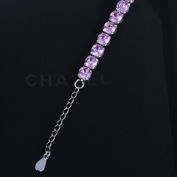 Wholesale Copper Micro Diamond Bracelet Pink Crystal JDC-BT-ZhenR002
