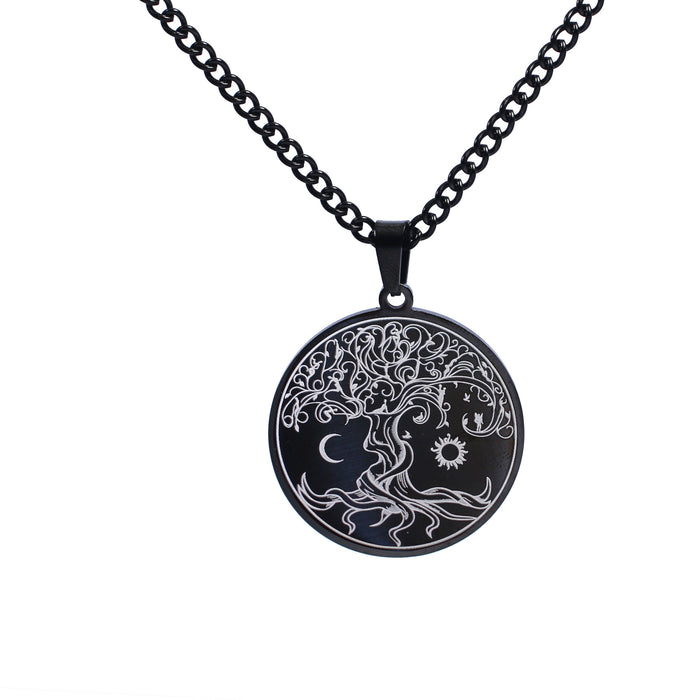 Wholesale Stainless Steel Sun Moon Tree of Life Pendant Necklace JDC-NE-DY003