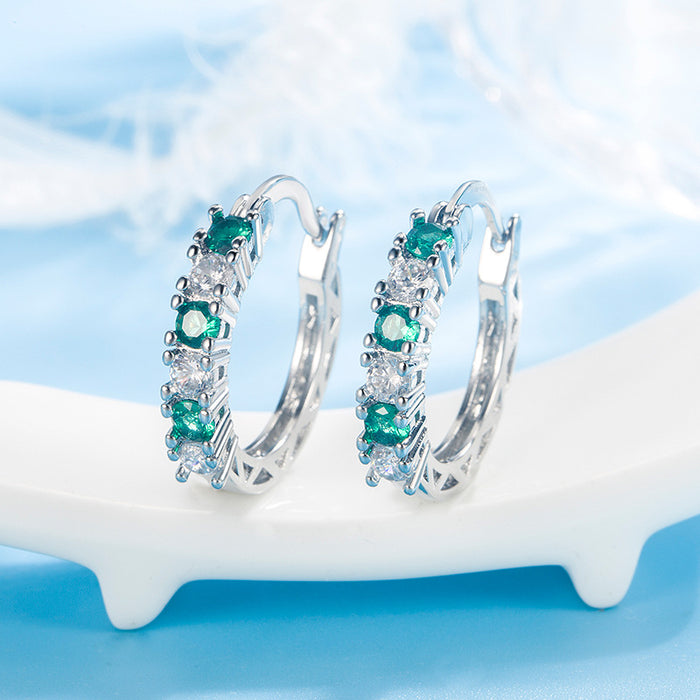 Wholesale Aquamarine With Diamond Copper Earrings JDC-ES-Gaos005