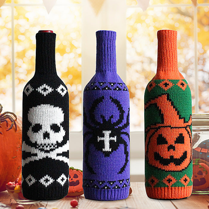 Wholesale Knitted Halloween Table Decoration Skull Pumpkin Wine Bottle Cover JDC-DCN-GangL001