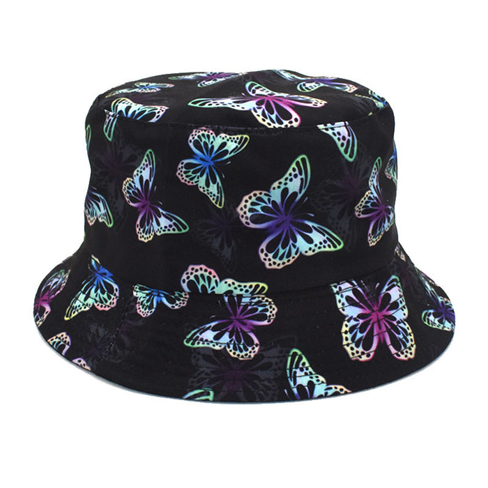 Wholesale hat fabric summer colorful butterfly print MOQ≥2 JDC-FH-ShunMa006