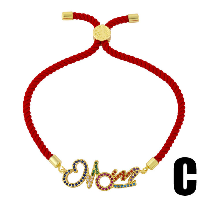 Jewelry WholesaleWholesale red rope inlaid with color copper zircon Mother's Day bracelet JDC-BT-AOS003 Bracelet 翱昇 %variant_option1% %variant_option2% %variant_option3%  Factory Price JoyasDeChina Joyas De China
