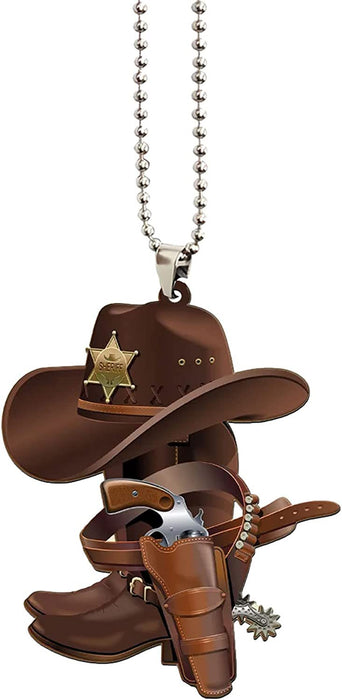 Wholesale Car Accessories Acrylic Western Cowboy Hat Boots Pendant MOQ≥3 JDC-KC-ZanA001