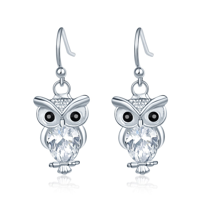 Wholesale Owl Alloy Diamond Earrings MOQ≥5 JDC-ES-JYS002