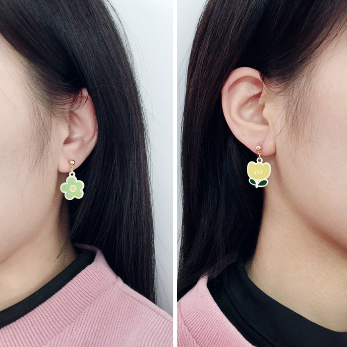 Wholesale Earrings Alloy Ceramic Color Flower Earrings MOQ≥10 JDC-ES-Lxx003