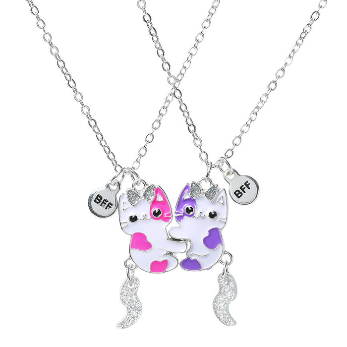 Wholesale necklace alloy cute cat magnet attract children necklace 2 pieces JDC-NE-YiL002