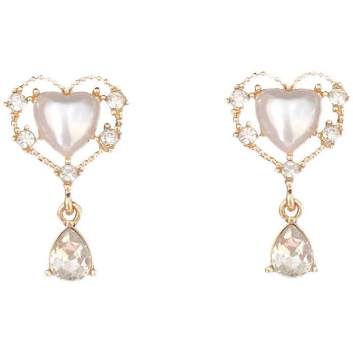 Wholesale Diamond Love Earrings Atmospheric Sweet Water Drop Pendant JDC-ES-Xinx006