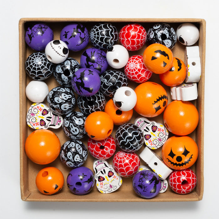 Wholesale Halloween DIY Accessories Colorful Wooden Beads MOQ≥2 JDC-DIY-DJin001