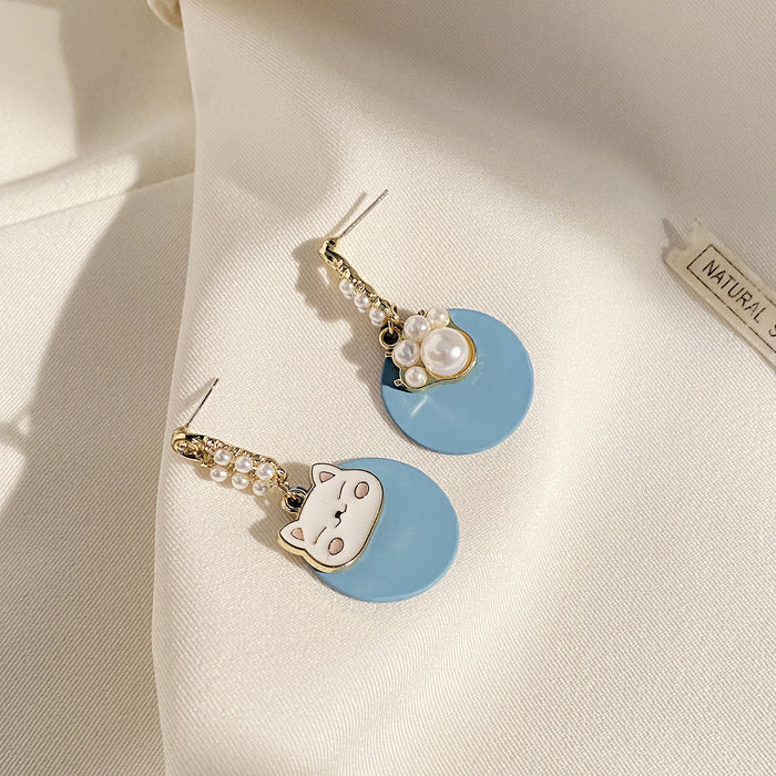 Wholesale Earrings Alloy Cute Cat Pearls JDC-ES-Baolai007