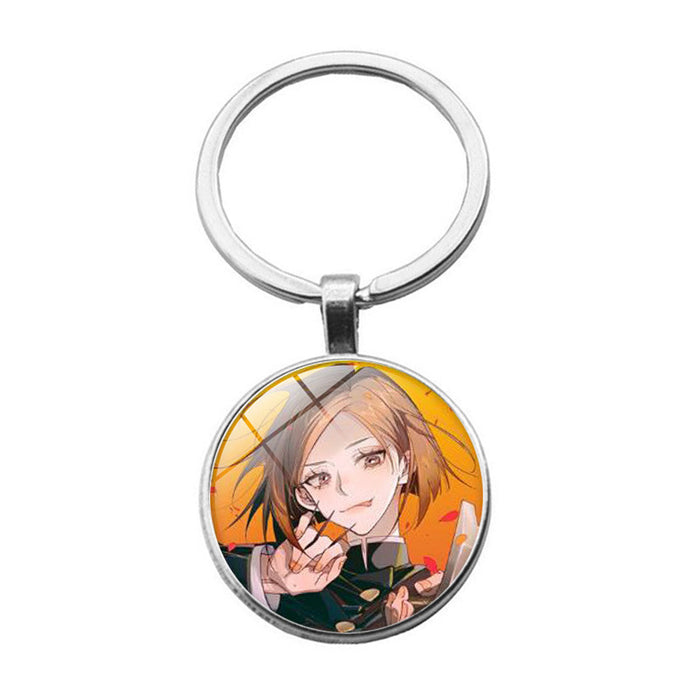 Wholesale Keychains For Backpacks Anime Zinc Alloy Glass Keychain JDC-KC-Hengx009
