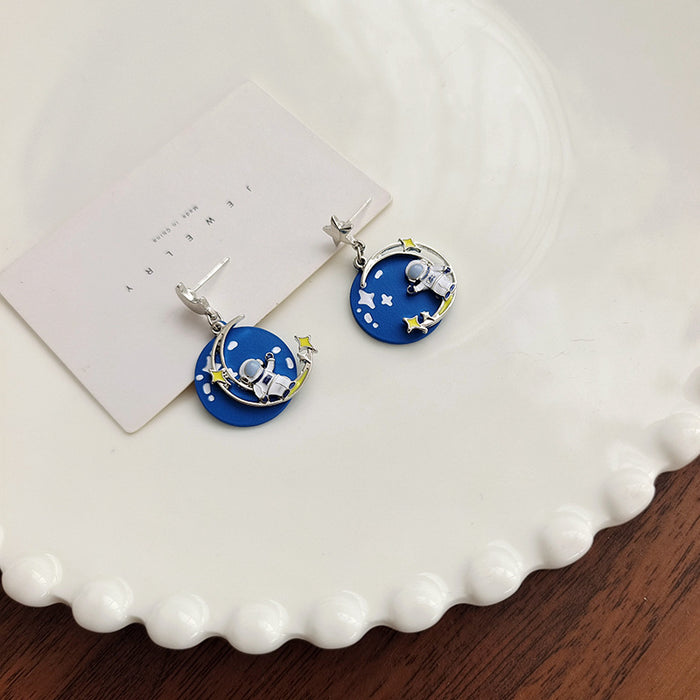 Wholesale Earrings Alloy Blue Starry Moon Earrings JDC-ES-BLD019