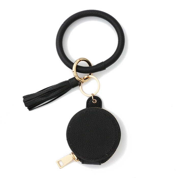 Wholesale Headphone Bag PU Leather Wristlet Keychain MOQ≥5 JDC-KC-NuoYi004