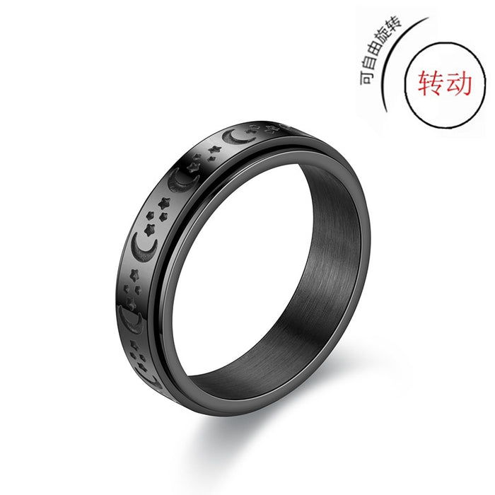 Wholesale Rings Stainless Steel Stars and Moons Rotatable MOQ≥2 JDC-RS-TongX001