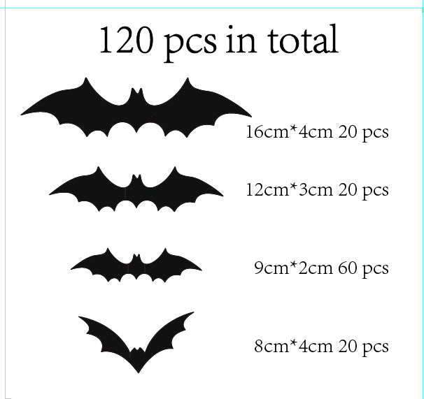Decoración de calcomanías de pared de murciélagos de plástico de Halloween al por mayor MOQ≥10 JDC-DCN-AOFOU002