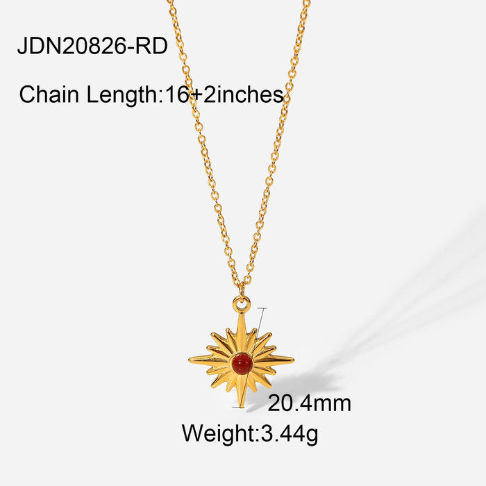 Diamante redondo de titanio al por mayor Diamante de ocho puntas Collar colgante de amor JDC-Ne-JD394