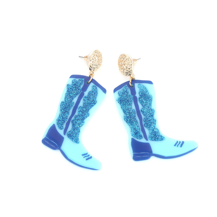 Pendientes de botas de vaquero acrílico colorido al por mayor JDC-ES-Many038