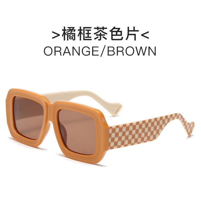 Wholesale sunglasses PC plaid wide leg frame MOQ≥2 JDC-SG-TaiG002
