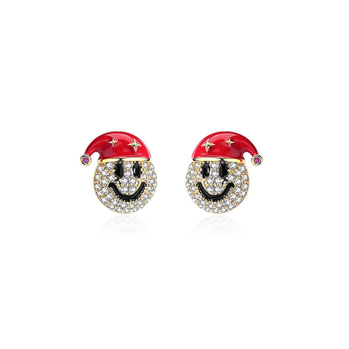 Wholesale Earrings Alloy Christmas Snowman Snowflake Deer Head Diamonds JDC-ES-YiCe004