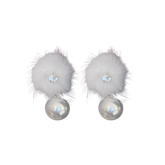 Wholesale Earrings Plush Diamond Pearl Fur Balls JDC-ES-BY329