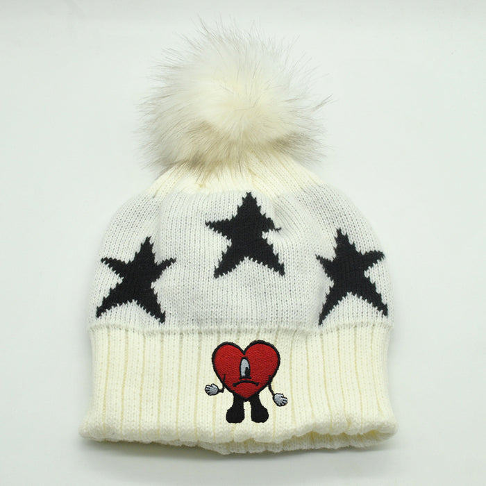 Wholesale Hat Acrylic Embroidered Heart Warm Pullover Hat (F) JDC-FH-PNi017