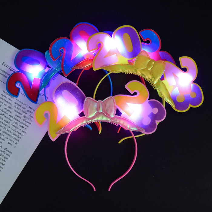 Wholesale Headband Plastic New Year 2023 Luminous LED Random MOQ≥2 JDC-HD-HaL001