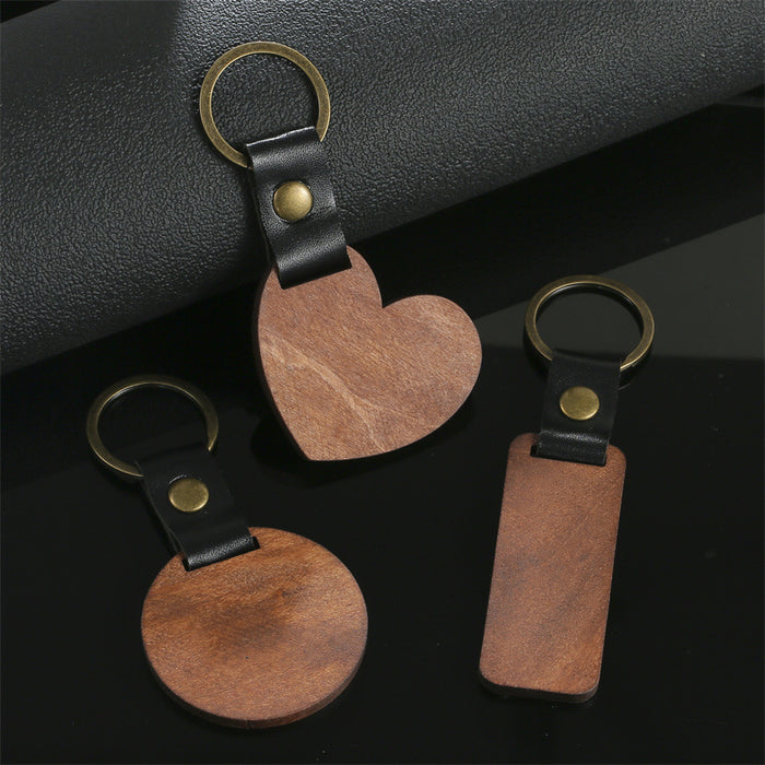 Ensemble de clés de trèfle en bois en bois en bois de clés en cuir en métal JDC-KC-HEYU003