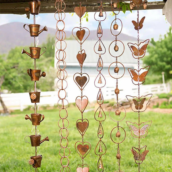 Wholesale Rain Chain Butterfly Heart Metal Wind Chime Garden Decoration JDC-DC-Hec003