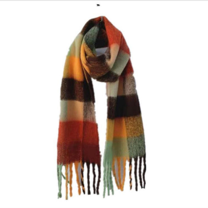Wholesale Scarf imitation cashmere warm thickened shawl plaid tassel MOQ≥2 JDC-SF-Mengx001