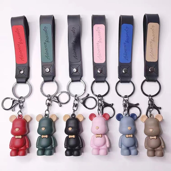 Wholesale Keychain Silicone Cute Bow Tie Glass Bear MOQ≥10 (F) JDC-KC-JuM004