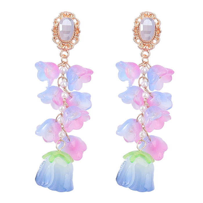 Wholesale Resin Gradient Color Lily of the Valley Alloy Earrings JDC-ES-JL1010