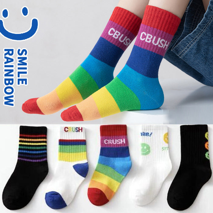 Wholesale Sock Combed Cotton Breathable Sweat Absorbing Middle Tube Kids Color Matching JDC-SK-JingS004