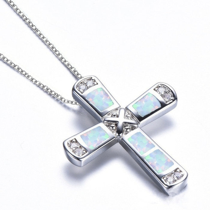 Wholesale Cross Opal Alloy Necklace JDC-NE-XunO029