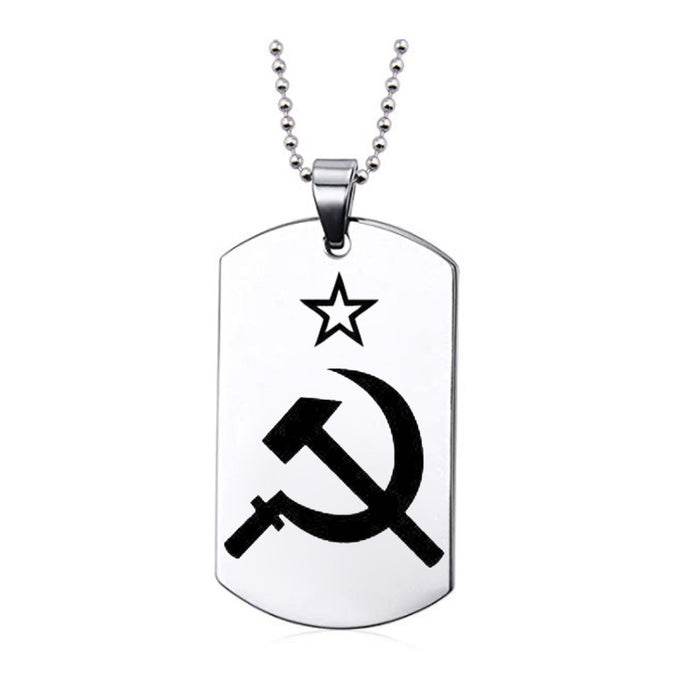 Keychains al por mayor para mochilas de acero inoxidable Ejército Rojo Soviético Hoz Martilla MOQ≥2 JDC-KC-ZongB008