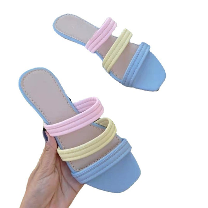 Wholesale summer new simple color matching beach slippers MOQ≥2 JDC-SD-JuHong002