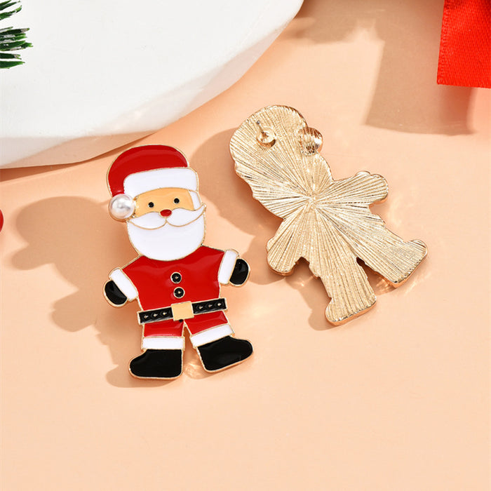 Wholesale Earrings Alloy Enamel Christmas Santa Claus Pearls JDC-ES-ABL005
