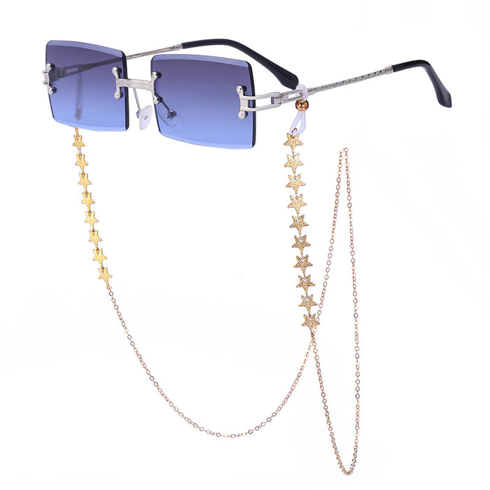 Wholesale PC Material Frameless Diamond Cut Chain Sunglasses for Women JDC-SG-PTJS011