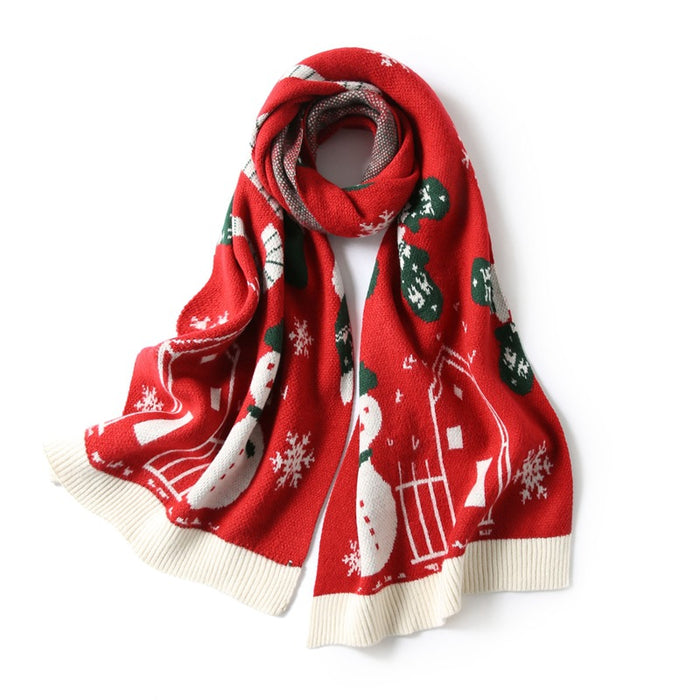 Wholesale Scarf Imitation Cashmere Winter Warm Thick Red Christmas JDC-SF-Meic001