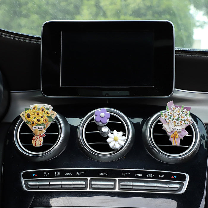 Wholesale Car Accessories Resin Cute Bouquet Export Perfume Clip MOQ≥2 JDC-CA-LanYu004