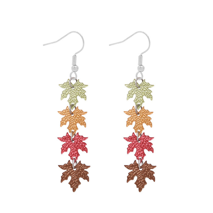 Wholesale Earrings Alloy Ceramic Thanksgiving Pumpkin Maple Leaf Earrings MOQ≥10 JDC-ES-LINLI001