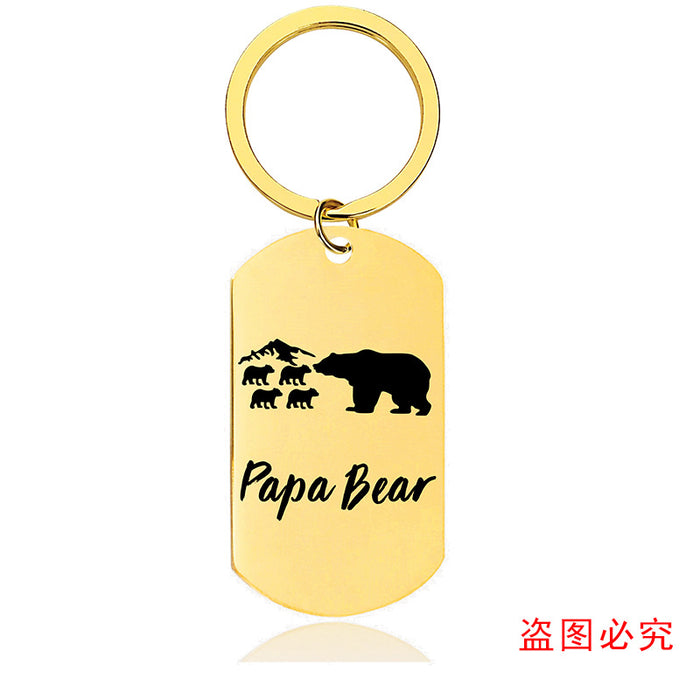 Wholesale Metal Keychain Bear Father's Day Gift Lettering Keychain MOQ≥2 JDC-KC-GangGu044