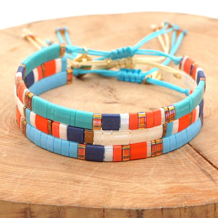 Wholesale Bracelet Rice Beads Bohemian Seaside Beach Mixed Color Woven Beads JDC-BT-GBH152