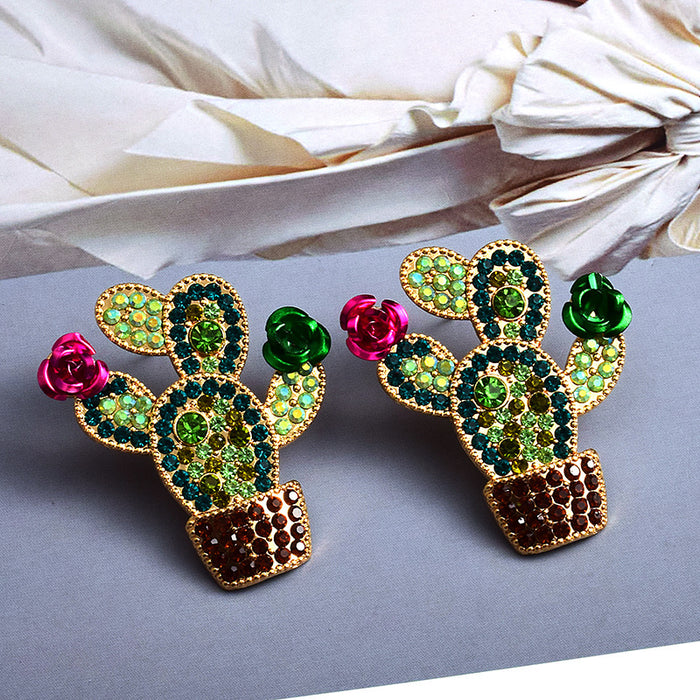 Jewelry WholesaleWholesale Color Rhinestone Cactus Alloy Earrings JDC-ES-SK099 Earrings 深刻 %variant_option1% %variant_option2% %variant_option3%  Factory Price JoyasDeChina Joyas De China