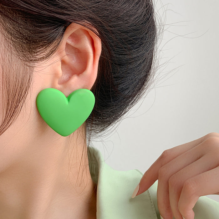 Wholesale Candy Color Acrylic Heart Shaped 925 Silver Stud Earrings MOQ≥2 JDC-ES-JuF007