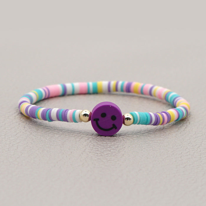 Wholesale 4mm Rainbow Beaded Multicolor Smiley Boho Ethnic Style Clay bead bracelet  JDC-BT-YuX004