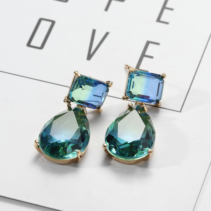 Wholesale Drop Shape Copper Color Crystal Earrings MOQ≥2 JDC-ES-LongY001