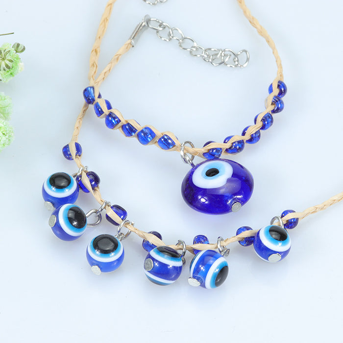 Jewelry WholesaleWholesale blue eye lucky grass knit bracelet JDC-BT-Yiye012 Bracelet 益烨 %variant_option1% %variant_option2% %variant_option3%  Factory Price JoyasDeChina Joyas De China