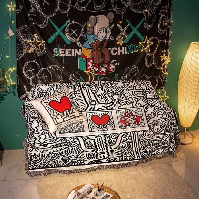 Wholesale Hand Drawn Doodle Cartoon Illustration Couch Cover (F) JDC-PW-Fank002