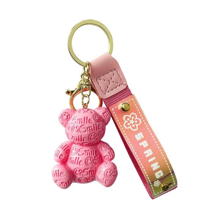 Wholesale Resin Alphabet Bear Keychain Cute Schoolbag Pendant JDC-KC-ManM025