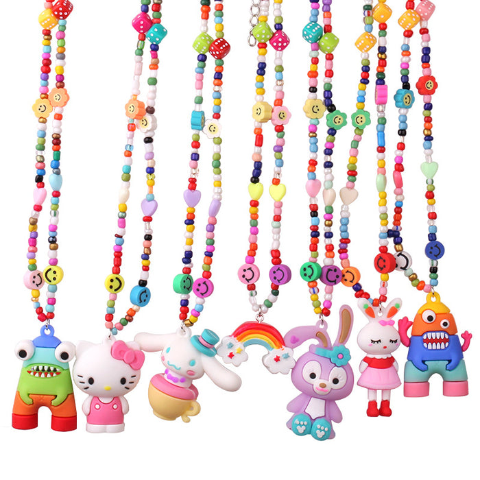 Wholesale Design Sense Cartoon Monster Little Pink Rabbit Pendant Necklace JDC-NE-WenB002